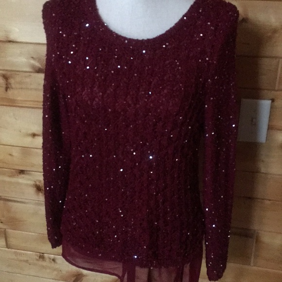 Maurice’s Dark Red Sparkly Sweater - Picture 1 of 5